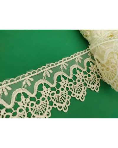 13 MT Cutting stok Lace organza high 110 mm embroidered cream partition geometric design band