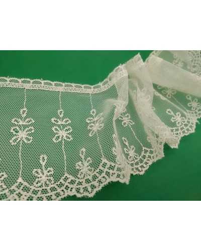 Spitze Tüll Spitze Stickerei Blume Creme Höhe 11 cm