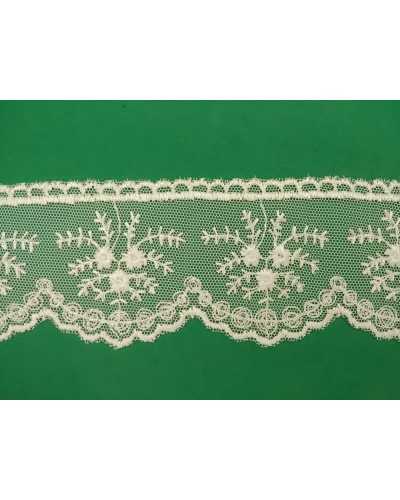 Spitze, Spitze, Tüll, bestickte Blume, gewellt, 6 cm hoch