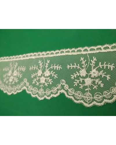 Spitze, Spitze, Tüll, bestickte Blume, gewellt, 6 cm hoch