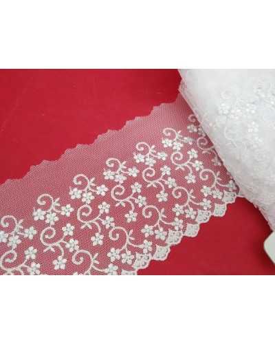 Dentelle Blanche Brodée Festonnée Dentelle Tulle 8 Cm De Haut