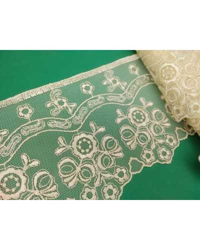 Lace Lace Ecru Tulle Embroidered Flower Bow High 10 Cm