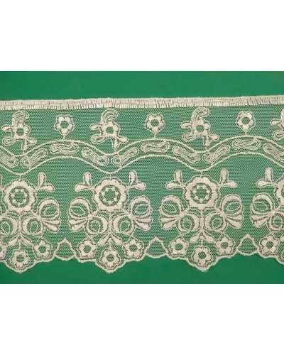 Dentelle Dentelle Tulle Ecru Brodé Fleur Noeud Haut 10 Cm