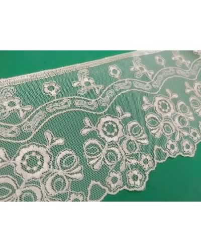 Encaje Encaje Tul Crudo Lazo De Flores Bordado Alto 10 Cm