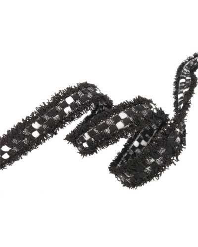 Passementerie Chanel Modele Fringe Couverture Noir Blanc Point 2 Cm De Haut