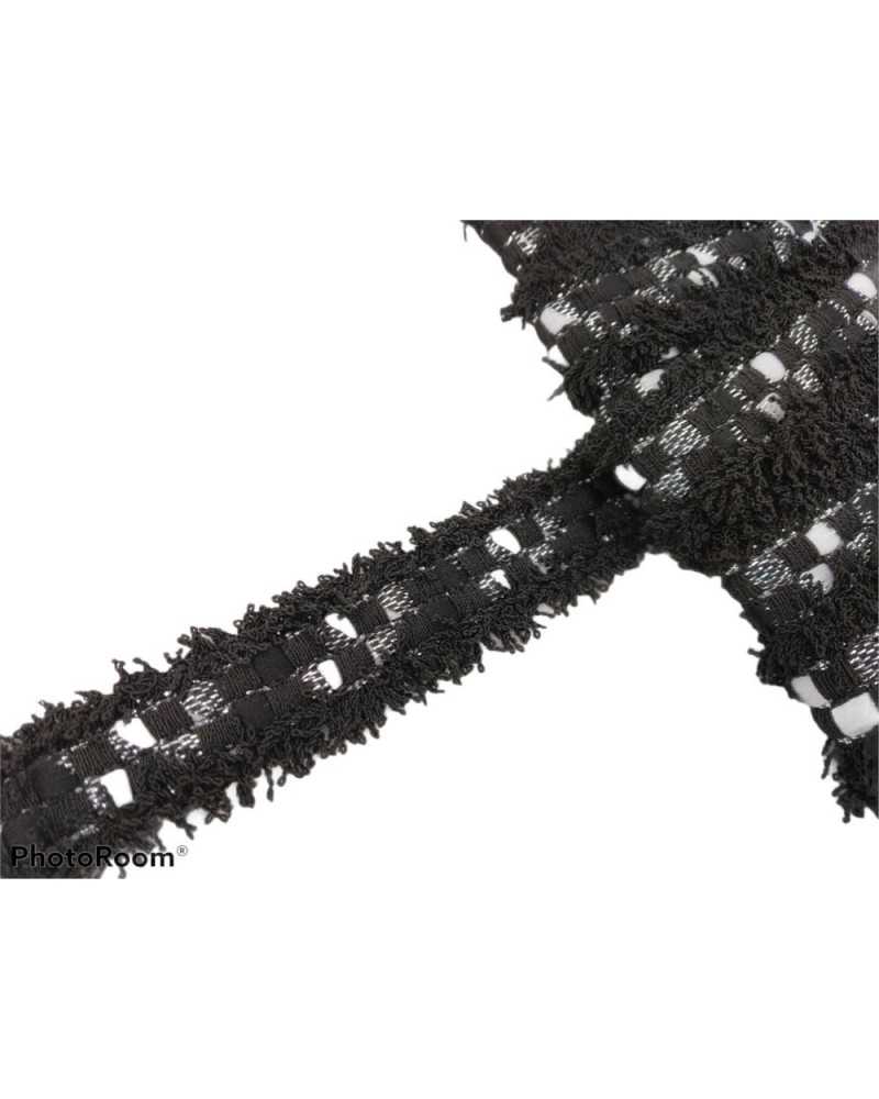 Passementerie Chanel Modele Fringe Couverture Noir Blanc Point 2 Cm De Haut