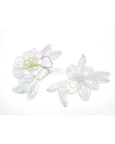 Aplique Termoadhesivo Bordado Lentejuelas Flor 15x9 Cm