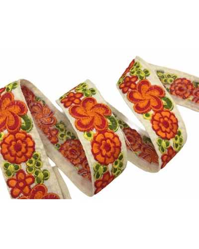 50 Cm Trimmings Partition Gallon Flower Embroidered Orange High Edge 35 Mm