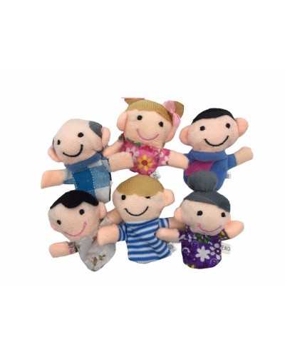 Marionnettes à Doigt 6 Pièces Famille Tissu Velours Doux 6 Cm De Haut