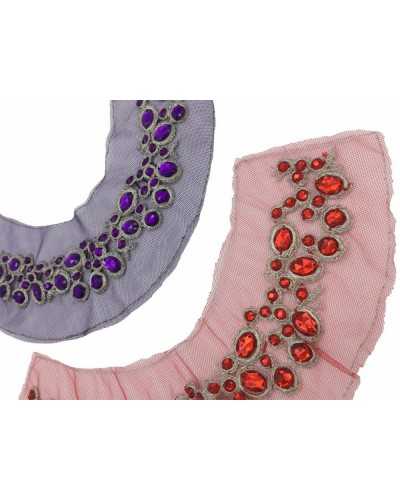 Application Neck Base Sewable Tulle Sewn Stones 28x15 Cm