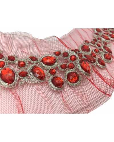 Aplicación Base Cuello Tul Cosible Piedras Cosidas 28x15 Cm