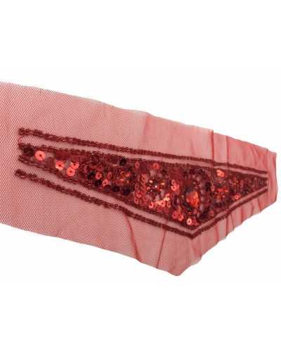 Applikationskragen für Kleidung, rote Dreieckssteine, 35 x 9 cm