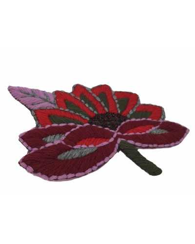 Aplicación Bordado Termoadhesivo Flor Lana Decoración Cuentas Cosidas Cm 18x13