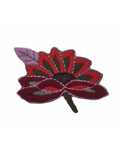 Application Broderie Thermocollante Fleur Laine Décoration Perles Cousues Cm 18x13