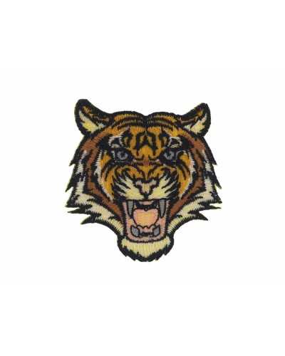 Toppa Patch Applicazione Termoadesiva Ricamata Testa Tigre 6x6 Cm