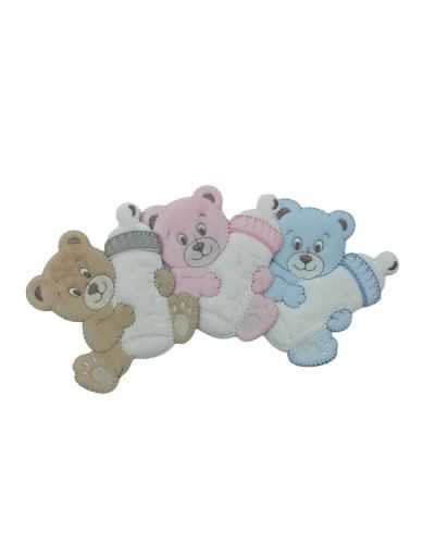 Thermoadhesive Application Velvet Embroidery Patch Baby Bear Bottle 80x85 Mm