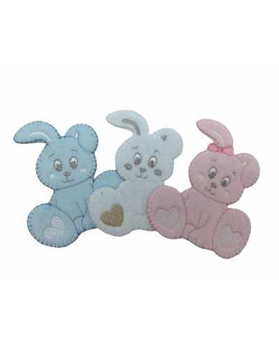 Thermoadhesive Application Baby Rabbit Velvet Bow Heart 6X7 Cm