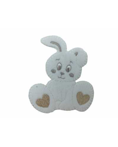 Thermoadhesive Application Baby Rabbit Velvet Bow Heart 6X7 Cm