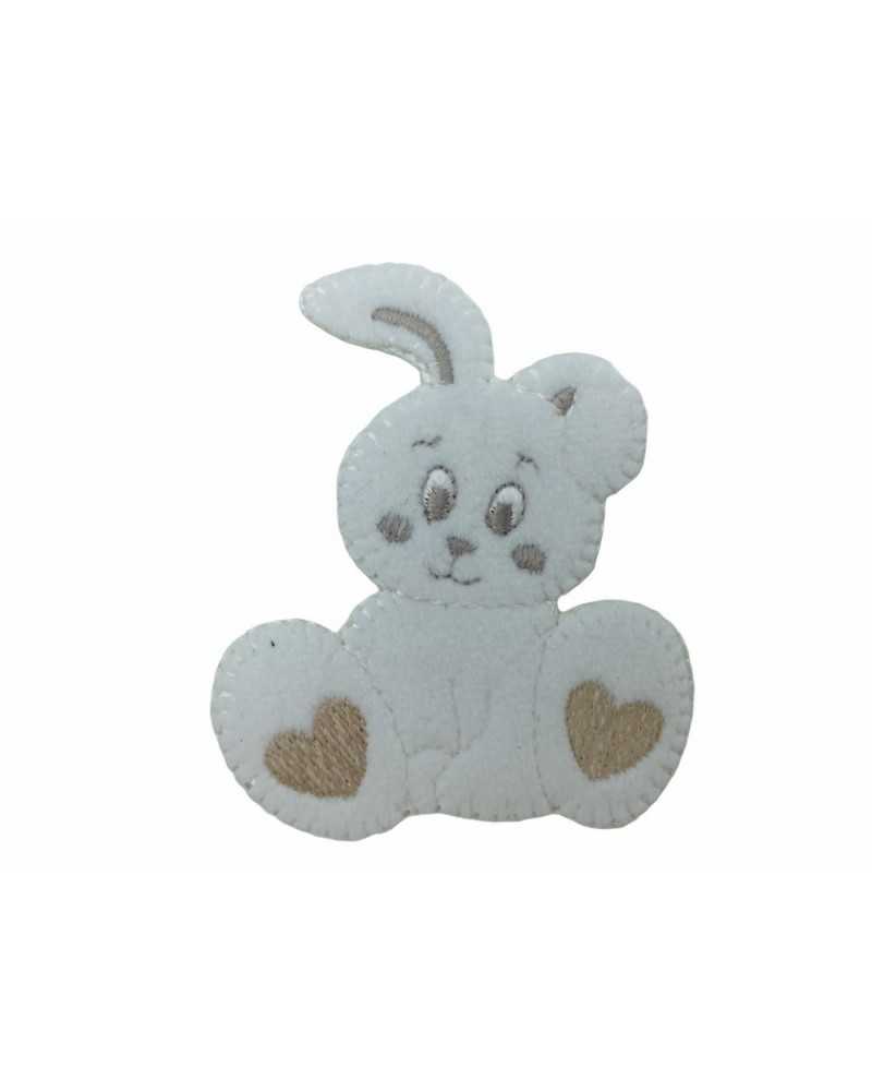 Aplicación Termoadhesivo Bebé Conejo Lazo Terciopelo Corazón 6X7 Cm