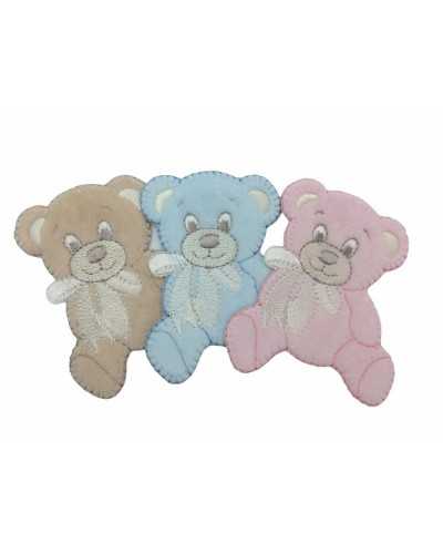 Application thermoadhésive Noeud en velours pour bébé nounours 65x60 mm