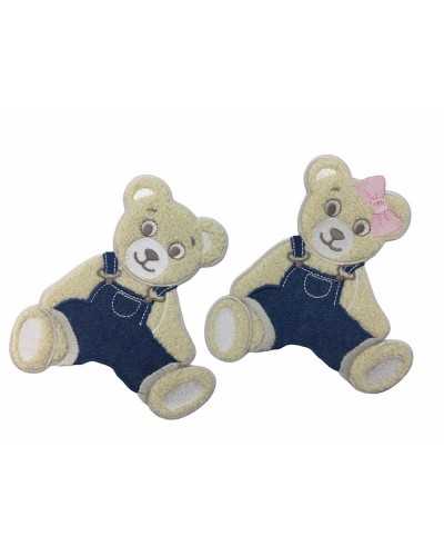 Thermal Application Jeans Patch Ricamata Baby Velvet Riccio Orsetto 12x13C