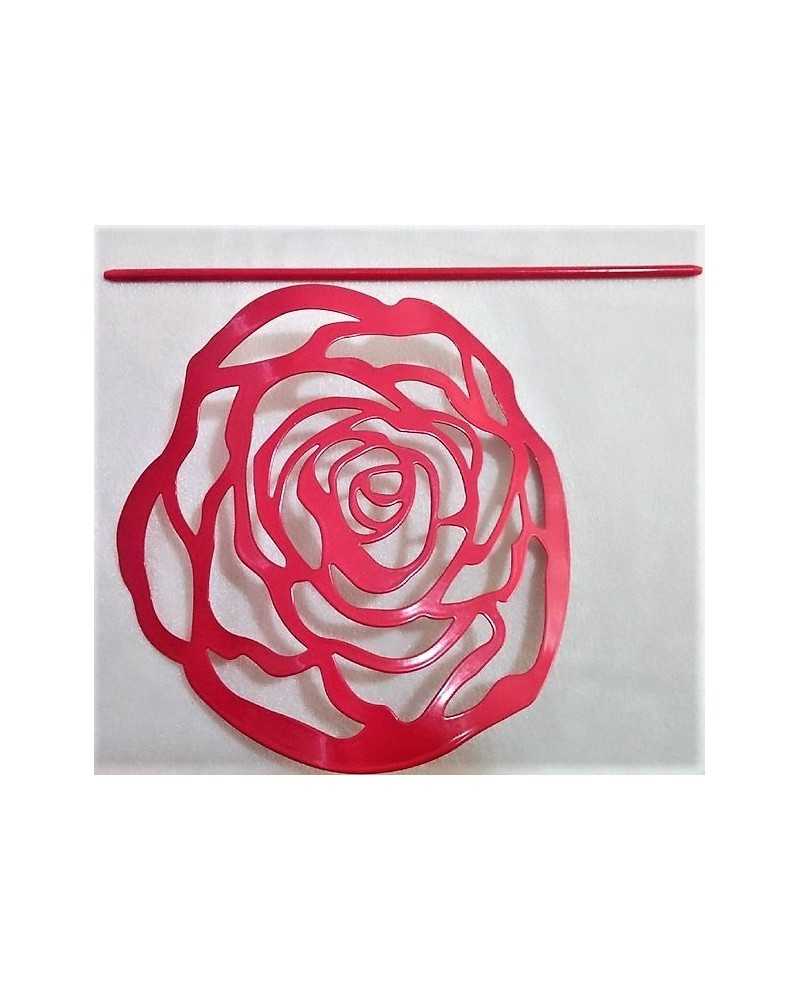 Vorhanghalter aus Stahl, fuchsiafarben lackiertes Blumenmodell 16x16 cm 