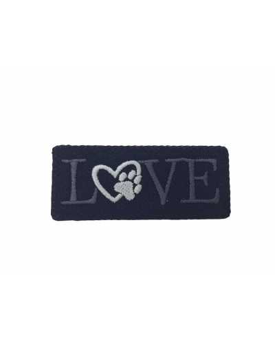 Applikation „Love Paw“ gestickter Aufnäher zum Aufbügeln, 65 x 27 mm