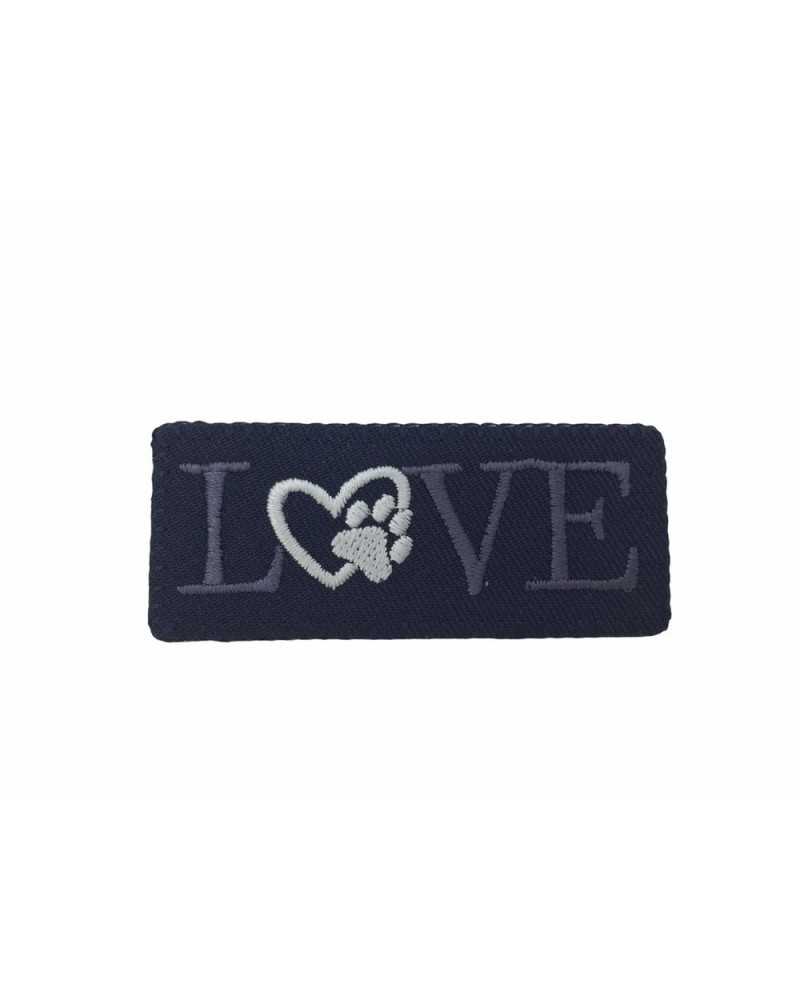 Applikation „Love Paw“ gestickter Aufnäher zum Aufbügeln, 65 x 27 mm