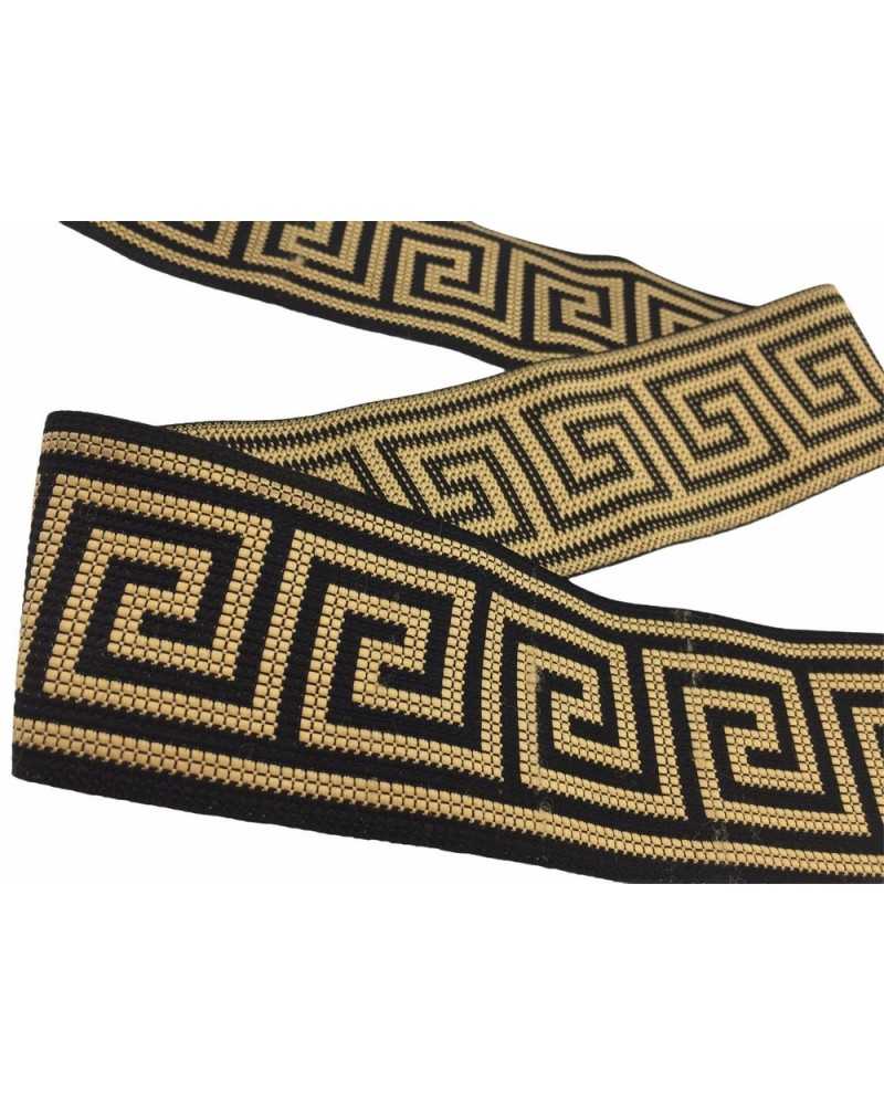 Passementerie Cloison Gallon Ethnique Géométrique Socle Tissu Noir 6 Cm De Haut