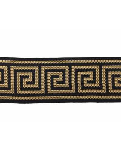 Passementerie Cloison Gallon Ethnique Géométrique Socle Tissu Noir 6 Cm De Haut