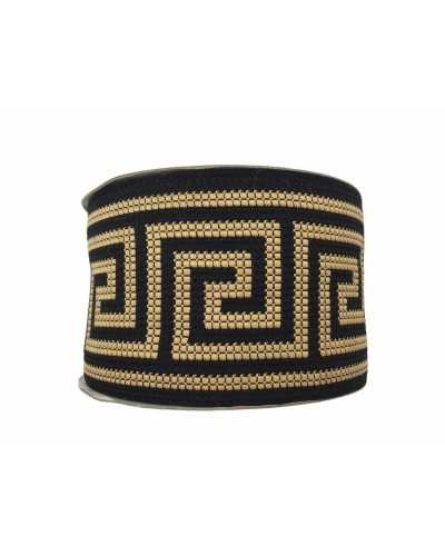 Passementerie Cloison Gallon Ethnique Géométrique Socle Tissu Noir 6 Cm De Haut