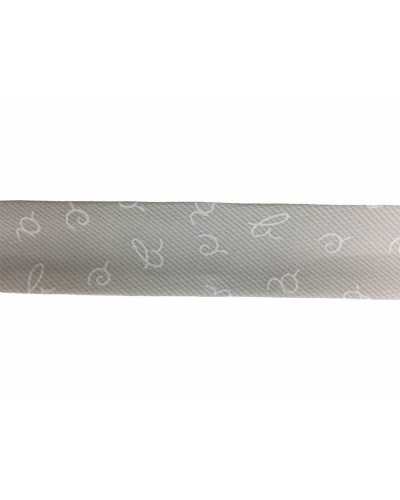 Schrägband mit diagonalem Querbalken, Baumwolle, Millerighe-Piquet-Druck, Alphabet, 25 mm hoch