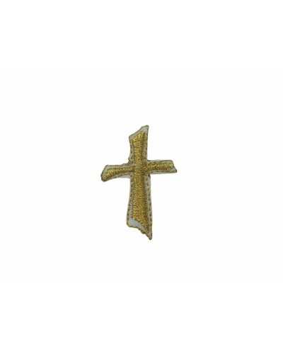 Application Ecusson Thermocollant Ecusson Croix Lurex Doré Mm 35x25