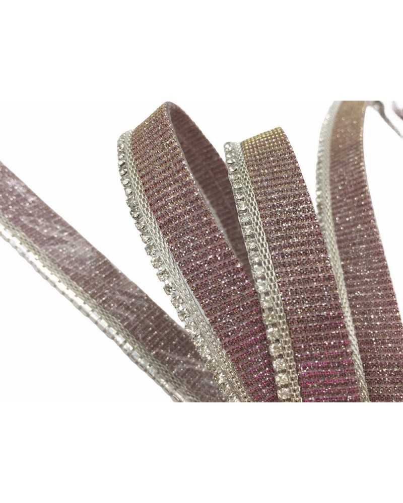 50 Cm Passementerie Strass Lurex Hot-Fix 15 Mm De Haut