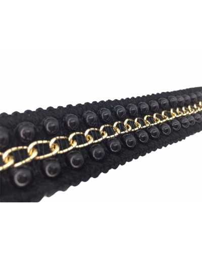 50 cm lange goldene Metallkette mit Perlenrand, 25 mm hoch