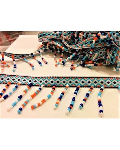 50 cm passementerie bord frange losange design mode perles 4 cm de haut