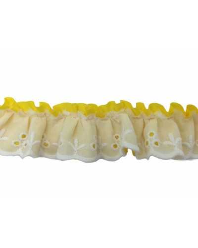 50 Cm Trimmings Sangallo Lace Embroidered White Rouches Fluo 3 Cm High