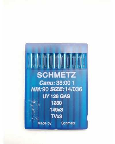 10 Schmetz Industrienähmaschinennadeln NM:90 GRÖSSE:14/036 UY128GAS 1280 149x3 TVx3
