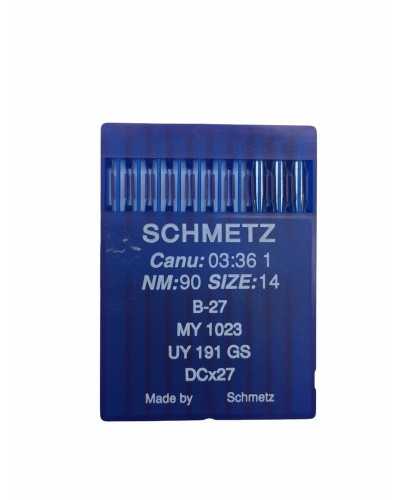 10 aiguilles pour machine à coudre industrielle Schmetz NM:90 TAILLE:14 B-27 MY1023 UY191GS DCx27