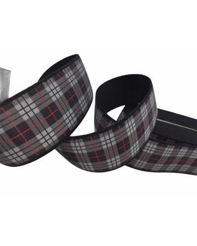Elastische Besätze Schottenband Red Line 4 cm hoch
