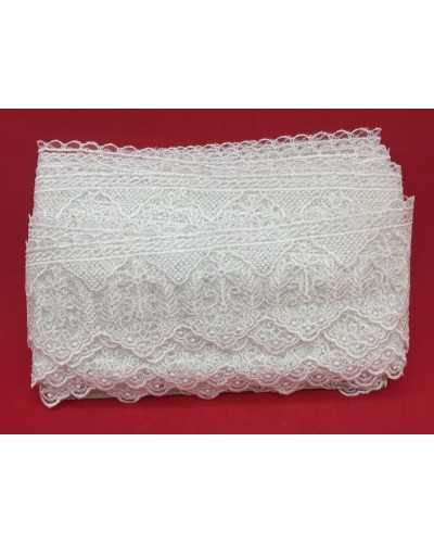 Pasamanería Encaje Tul Encaje Sagrado Base Blanca Bordado Cruz Espiga Alto 8 Cm