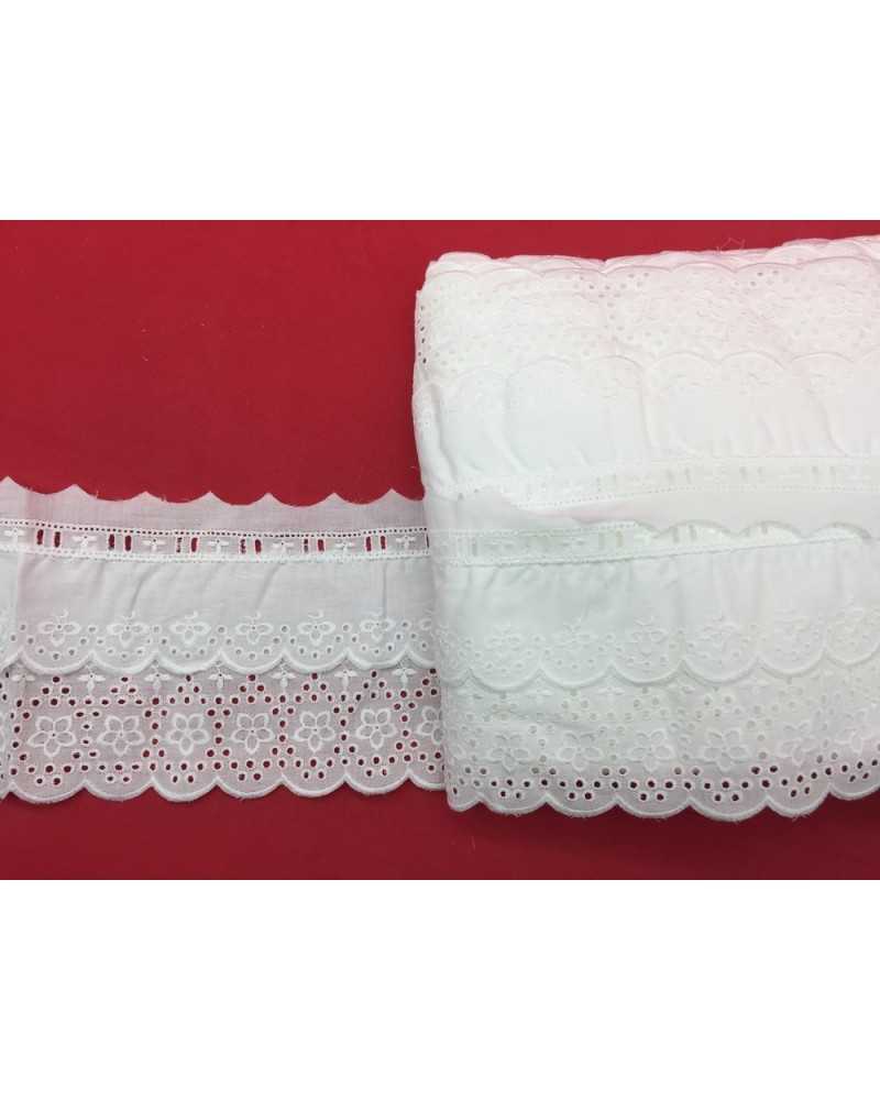 Sangallo Lace Scalloped Double Flounce Lace Passanastro White Flower 11 Cm High
