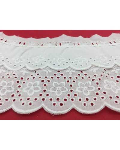 Sangallo Lace Scalloped Double Flounce Lace Passanastro White Flower 11 Cm High
