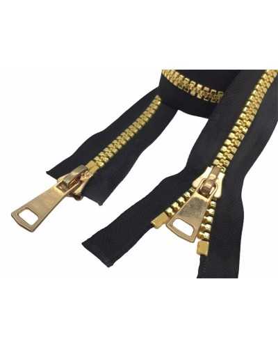 Cerniera Lampo Zip Grossa Catena Plastica 20 Pressofusa Doppio Cursore Metallo Lucido Sganciabile Cm 80