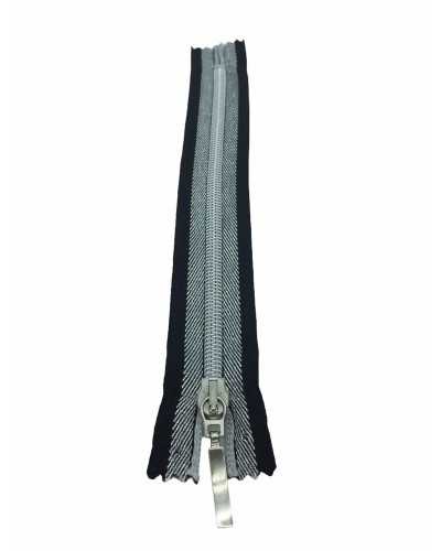 Zipper Zip Closure Line Model Black Silver Lurex Fixed 1 Cursor 20 Cm Long