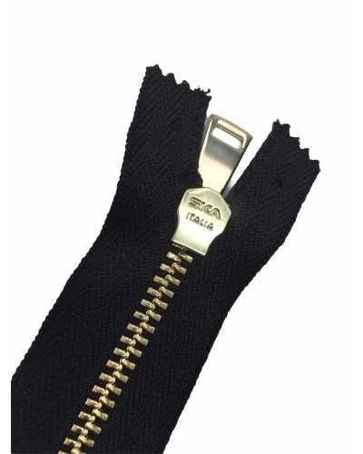 Chaîne Éclair Métallique 5 Charnières Zip Dorées 1 Curseur Fixe 20 Cm