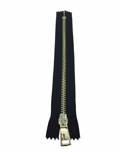 Chaîne Éclair Métallique 5 Charnières Zip Dorées 1 Curseur Fixe 20 Cm