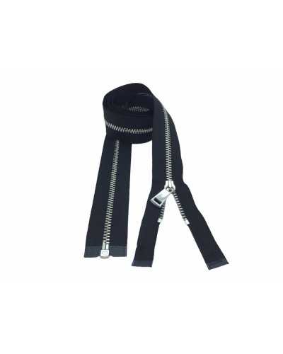 Metall-Blitzkette, 3 silberne, lösbare Reißverschlussscharniere, 1 Cursor 80 cm