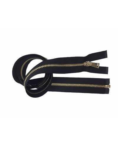 Metall-Blitzkette, 3 goldene Reißverschlüsse, lösbares Scharnier, 1 Cursor 80 cm