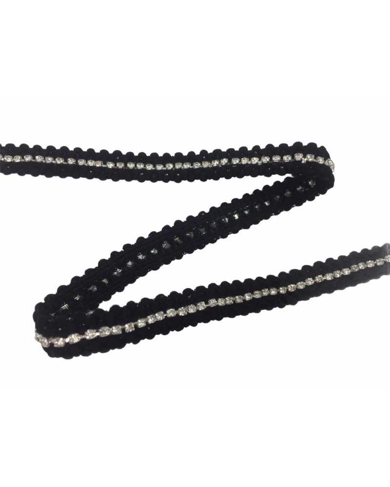 50 cm elastische Besätze Strass Silber Lurex hoch 1 cm